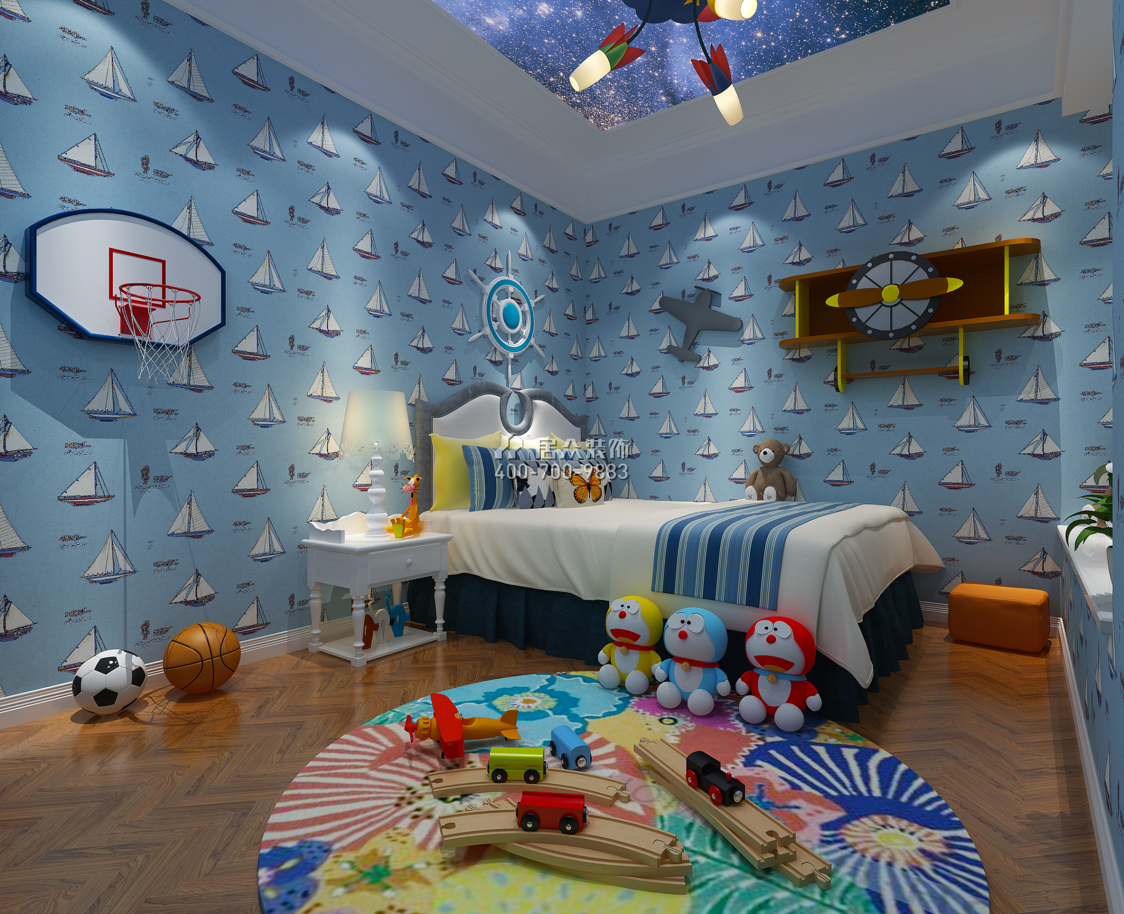 雅居乐剑桥郡247平方米北欧风格平层户型儿童房装修效果图