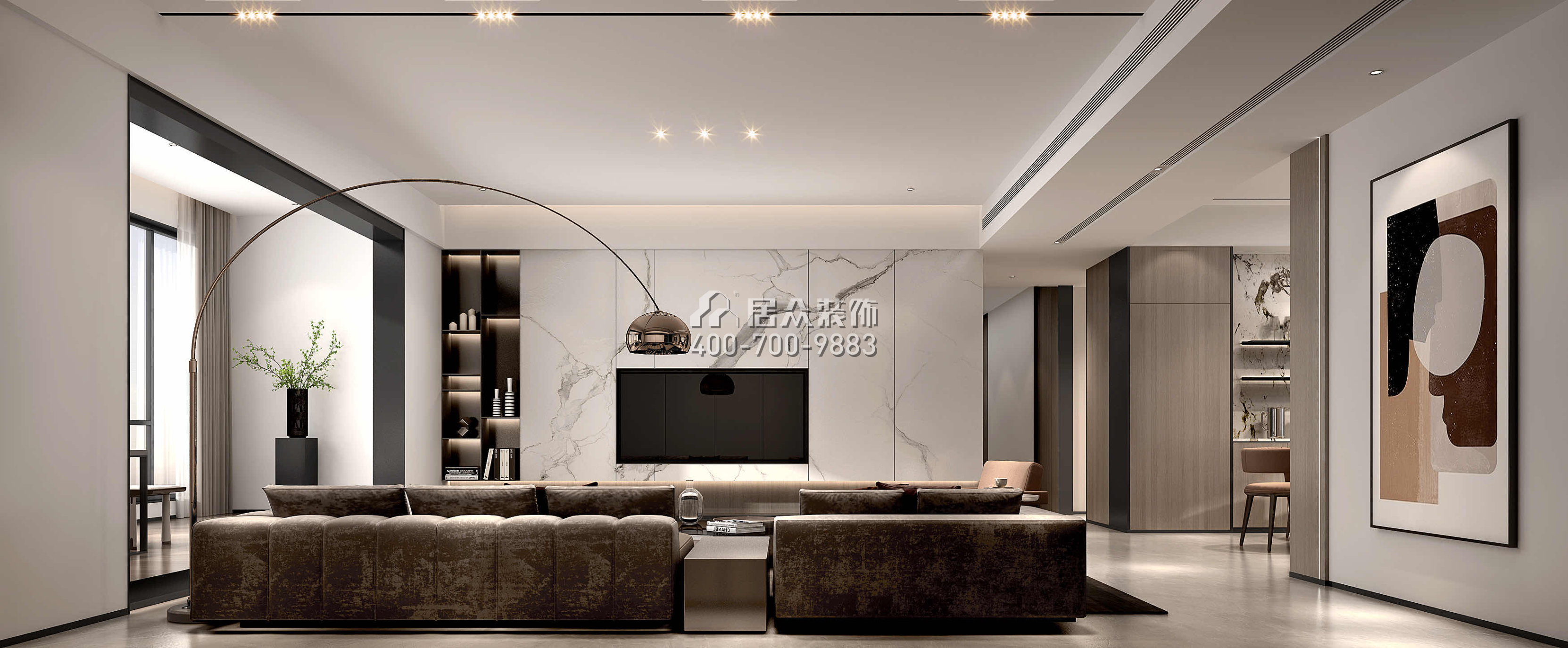 嘉華星際灣238平方米現代簡約風格平層戶型客廳裝修效果圖