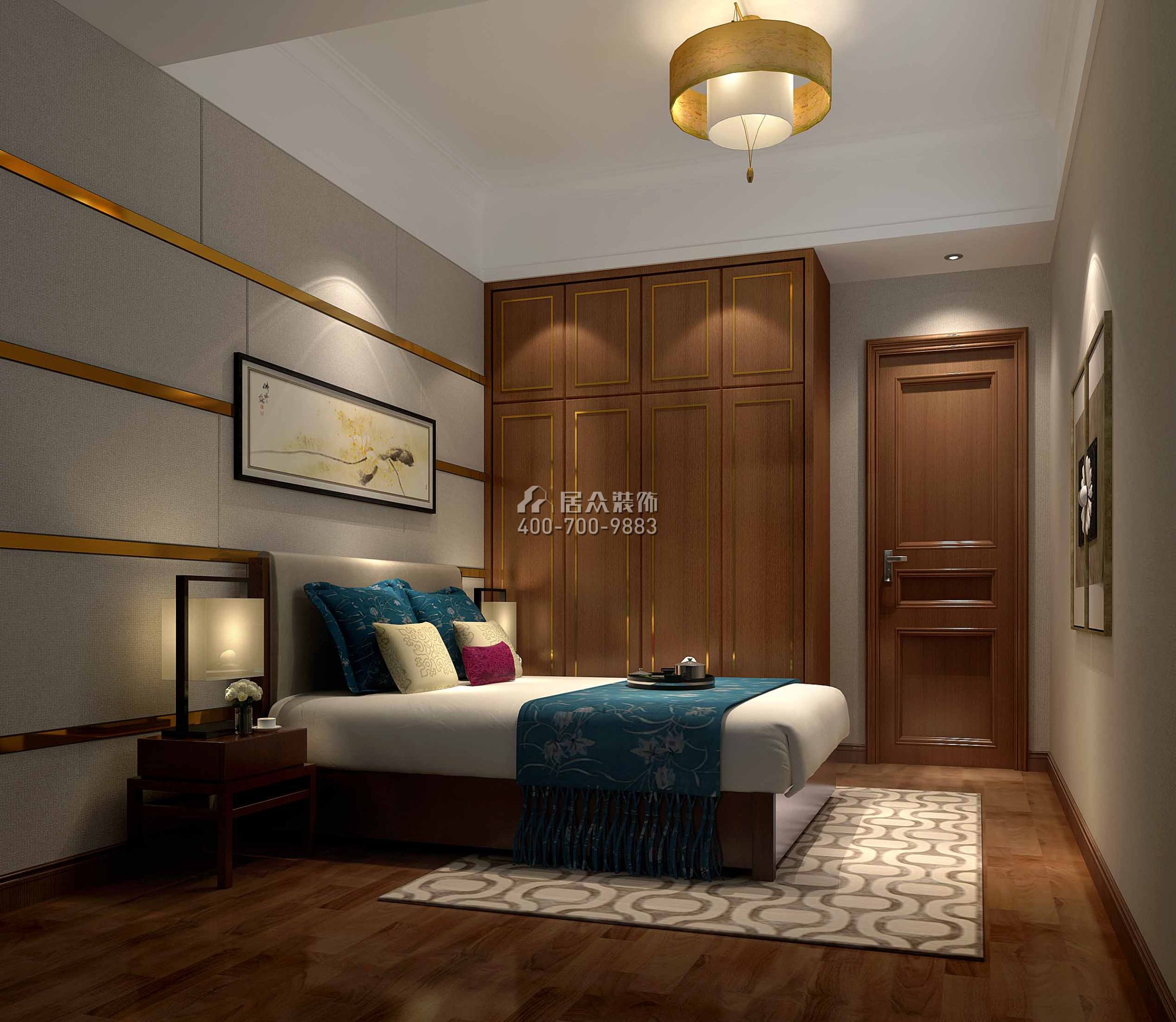 幸福城二期150平方米中式风格平层户型卧室装修效果图