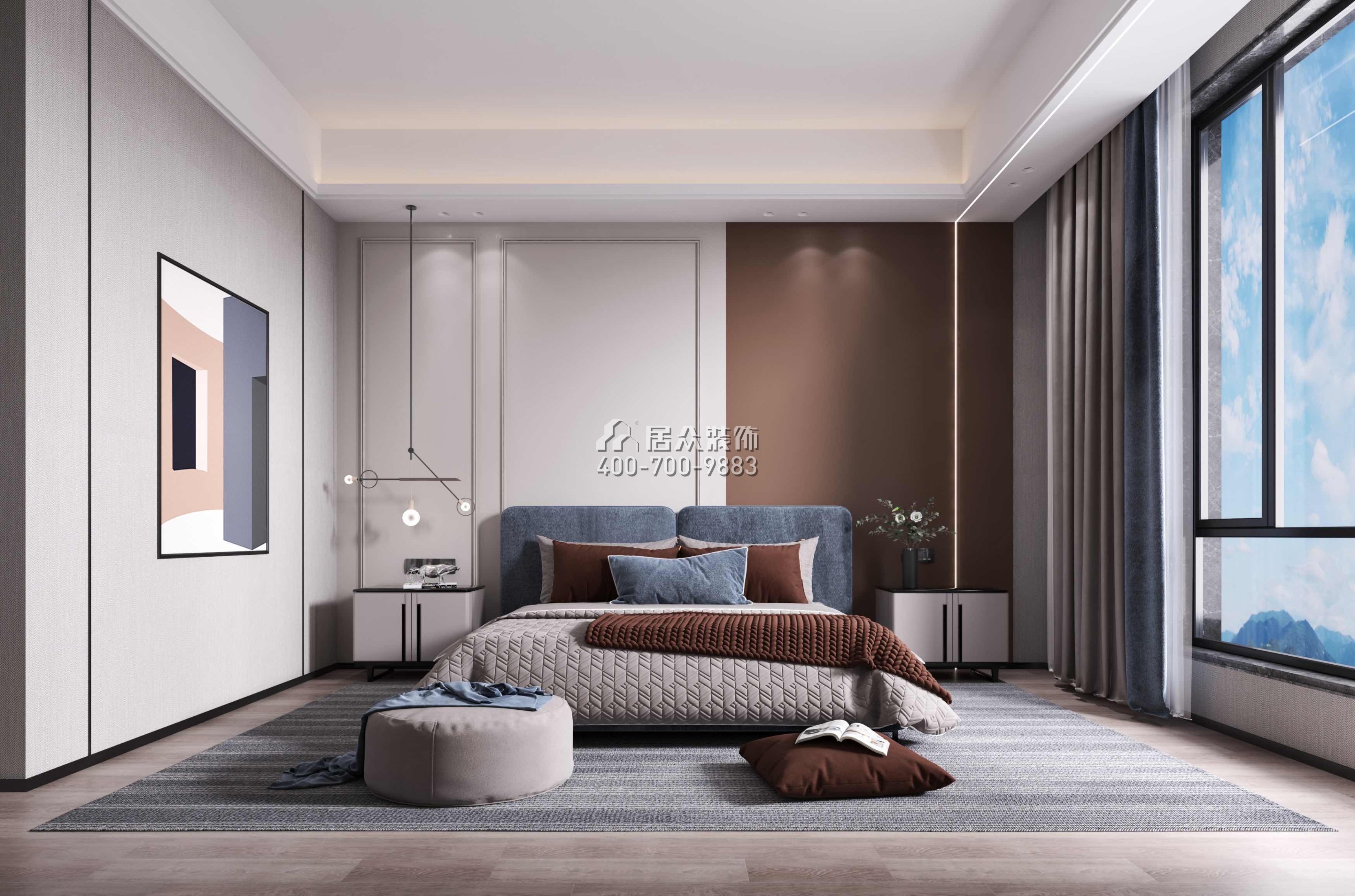 尚东紫御598平方米现代简约风格别墅户型卧室装修效果图