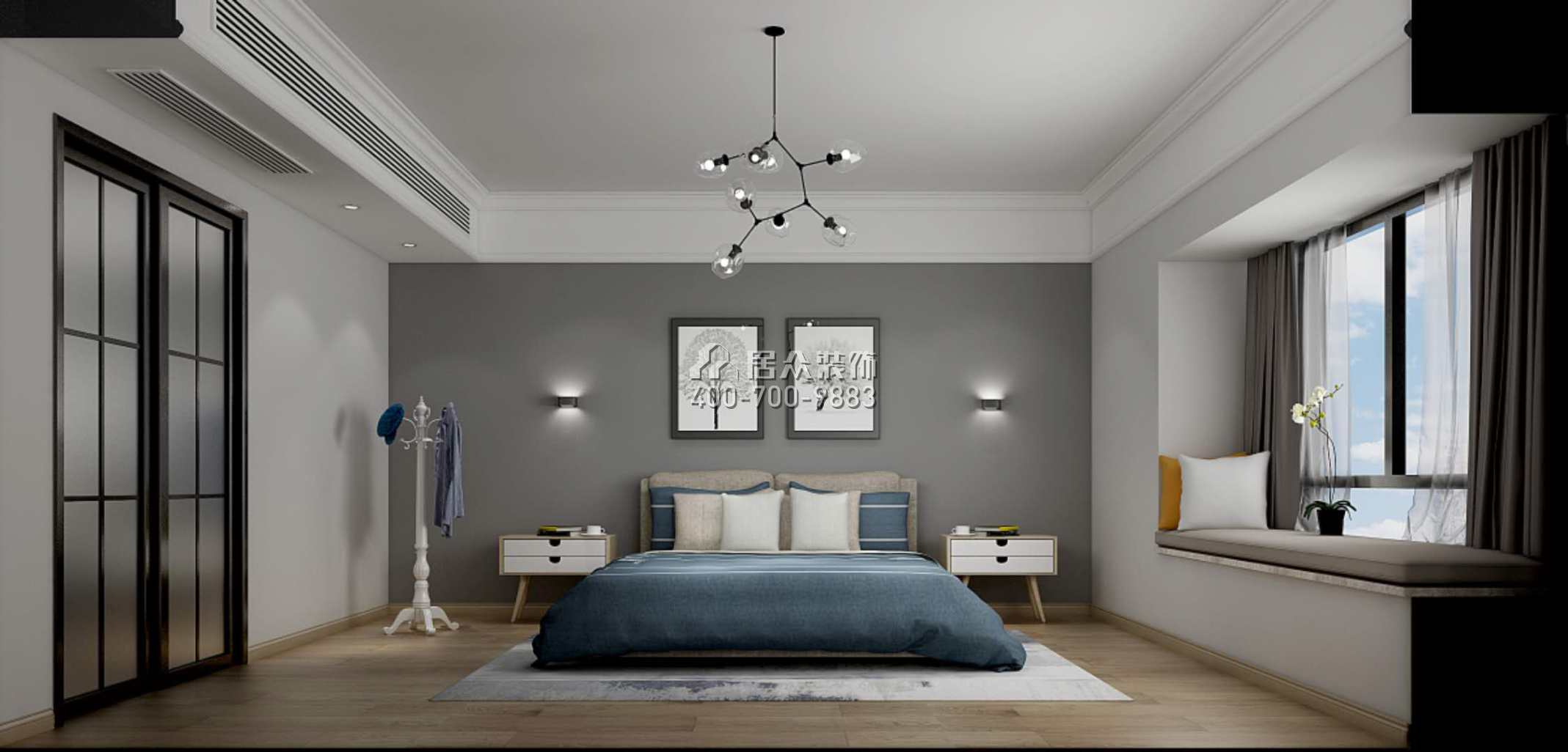 云山诗意160平方米北欧风格平层户型卧室装修效果图