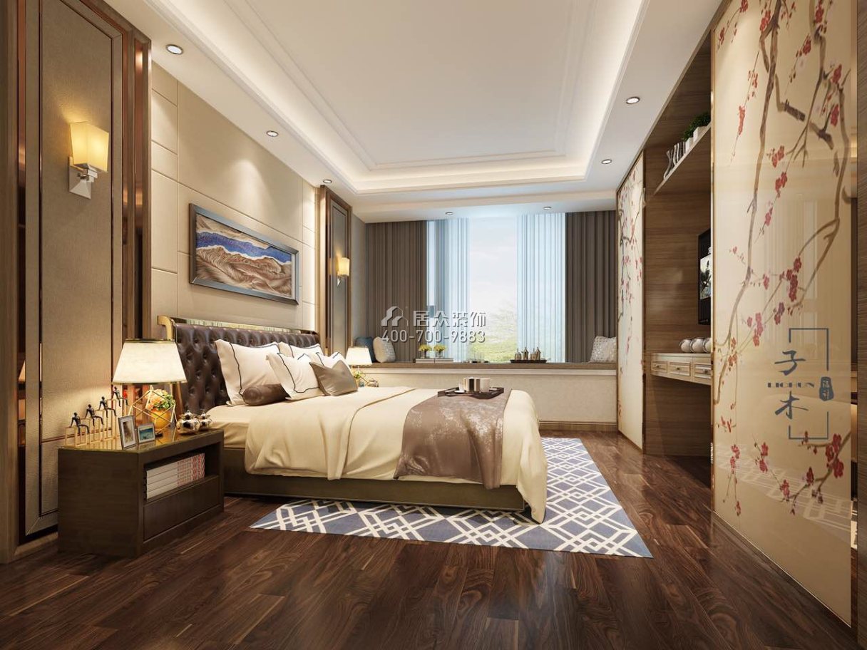 栖棠映山190平方米现代简约风格平层户型卧室装修效果图
