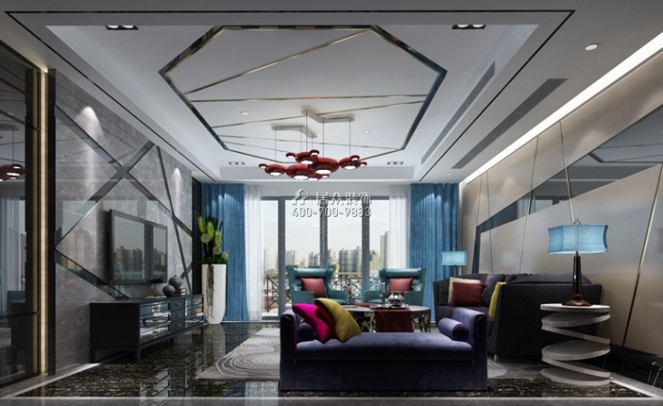 中洲中央公园260平方米其他风格平层户型客厅装修效果图