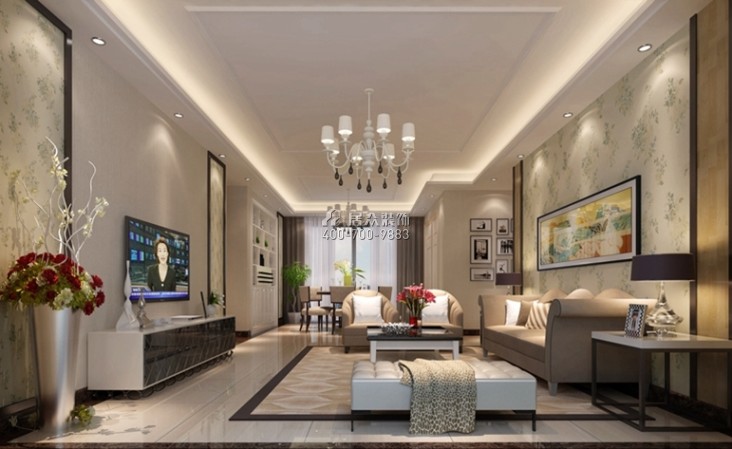 保利花城170平方米现代简约风格平层户型客厅装修效果图