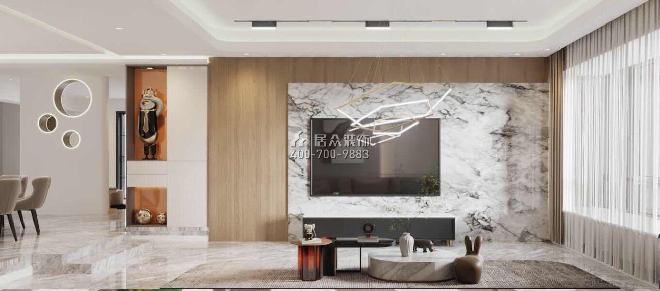 新锦安雅园193平方米现代简约风格平层户型客厅装修效果图