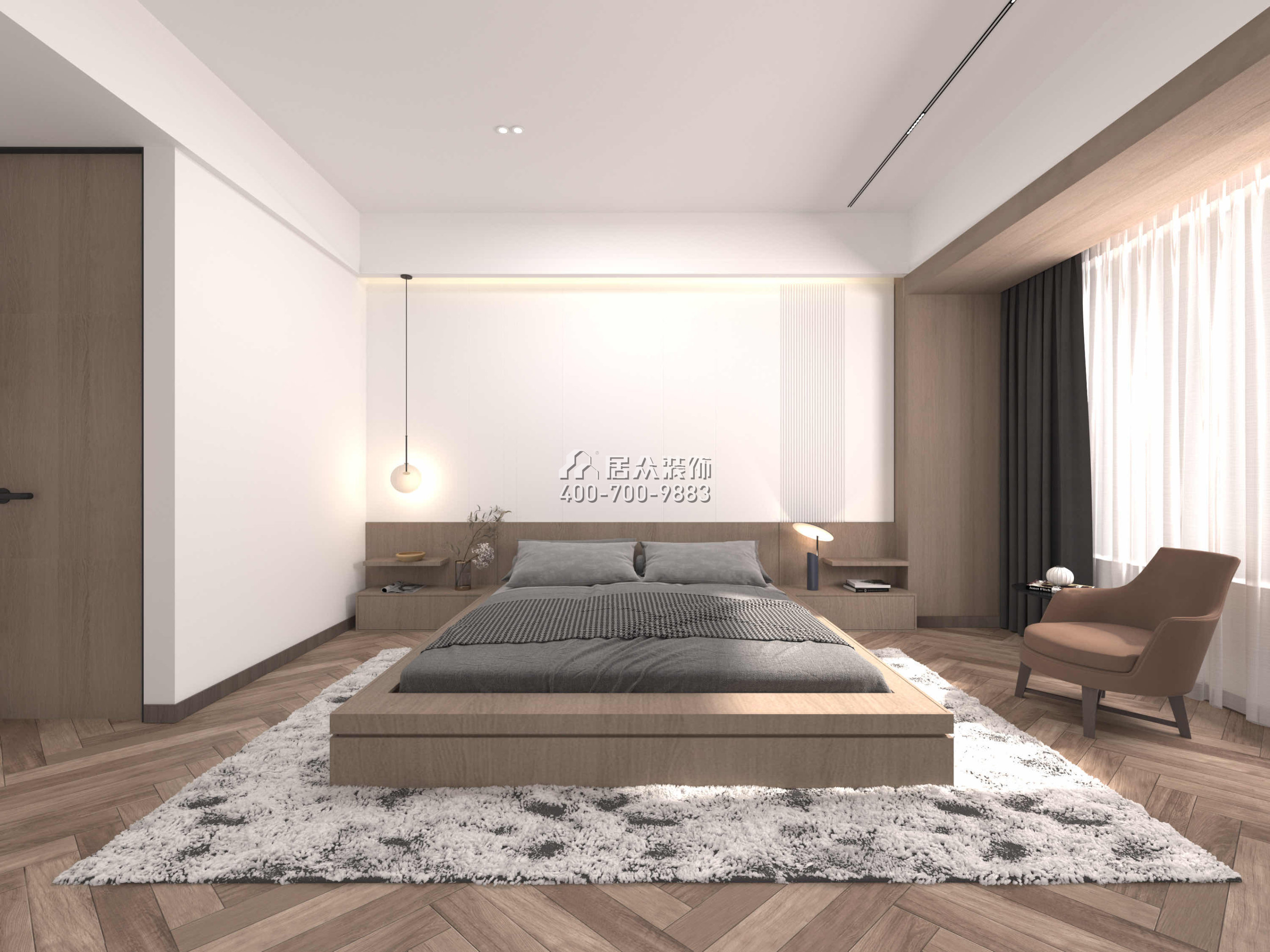 香江悦府160平方米现代简约风格平层户型卧室装修效果图