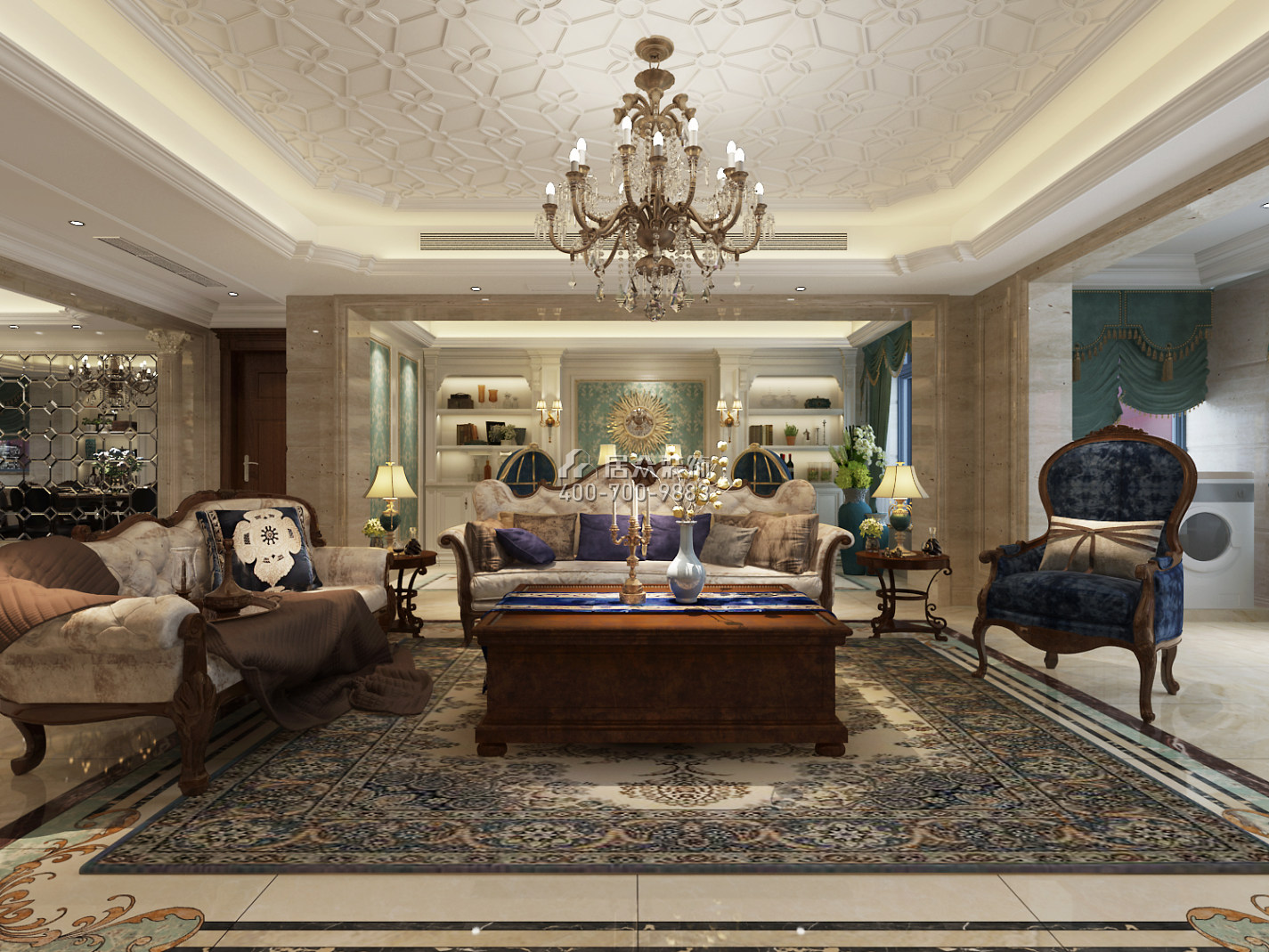 金城苑200平方米欧式风格平层户型客厅装修效果图