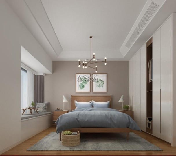 第五大道二期120平方米现代简约风格平层户型卧室装修效果图