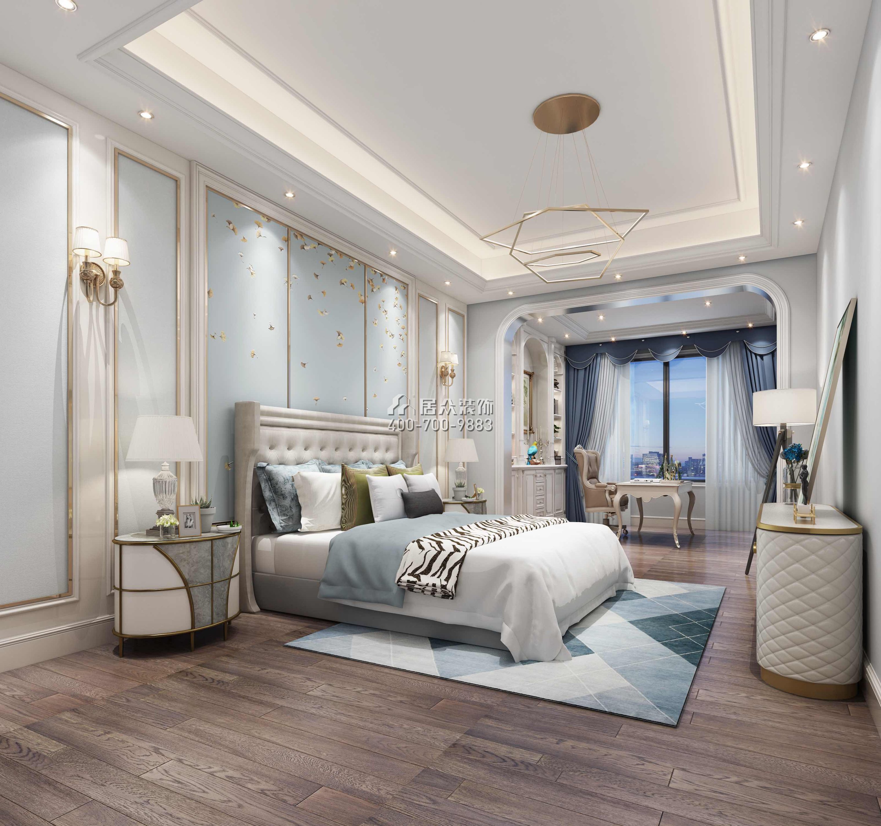 卧龙山一号500平方米欧式风格别墅户型卧室装修效果图
