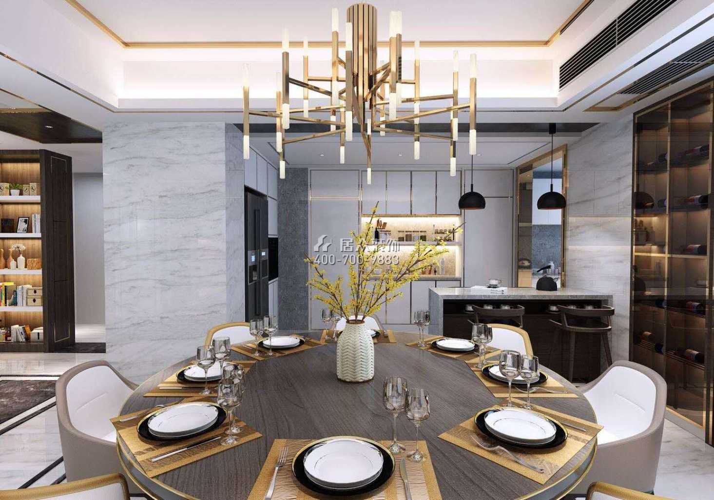 汉寿碧桂园260平方米现代简约风格平层户型餐厅装修效果图