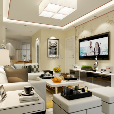金石雅苑89平方米現代簡約風格平層戶型客廳裝修效果圖