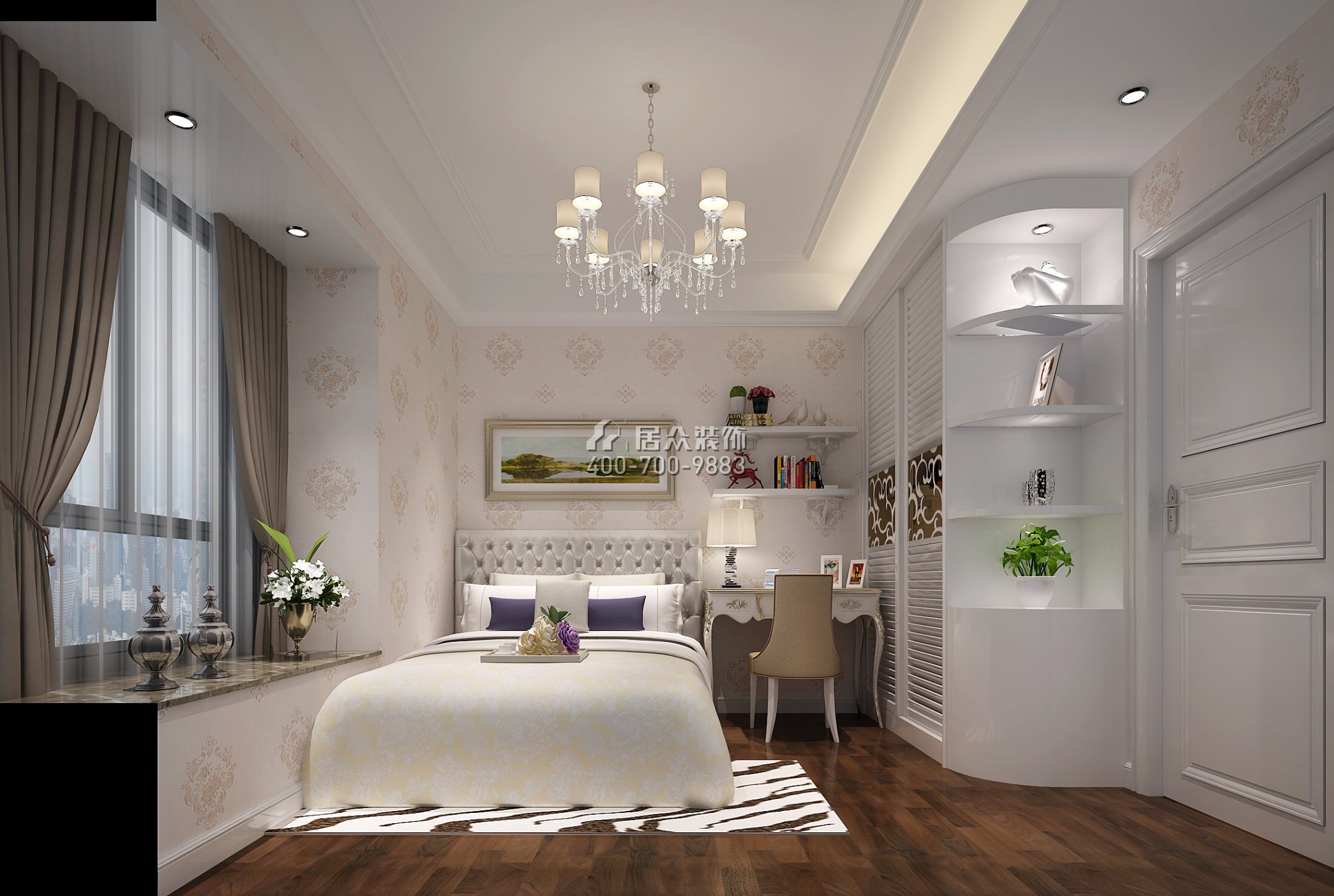 万达文化旅游城150平方米欧式风格平层户型卧室装修效果图