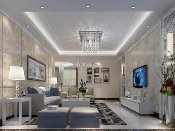 210平方米现代简约风格平层户型客厅装修效果图