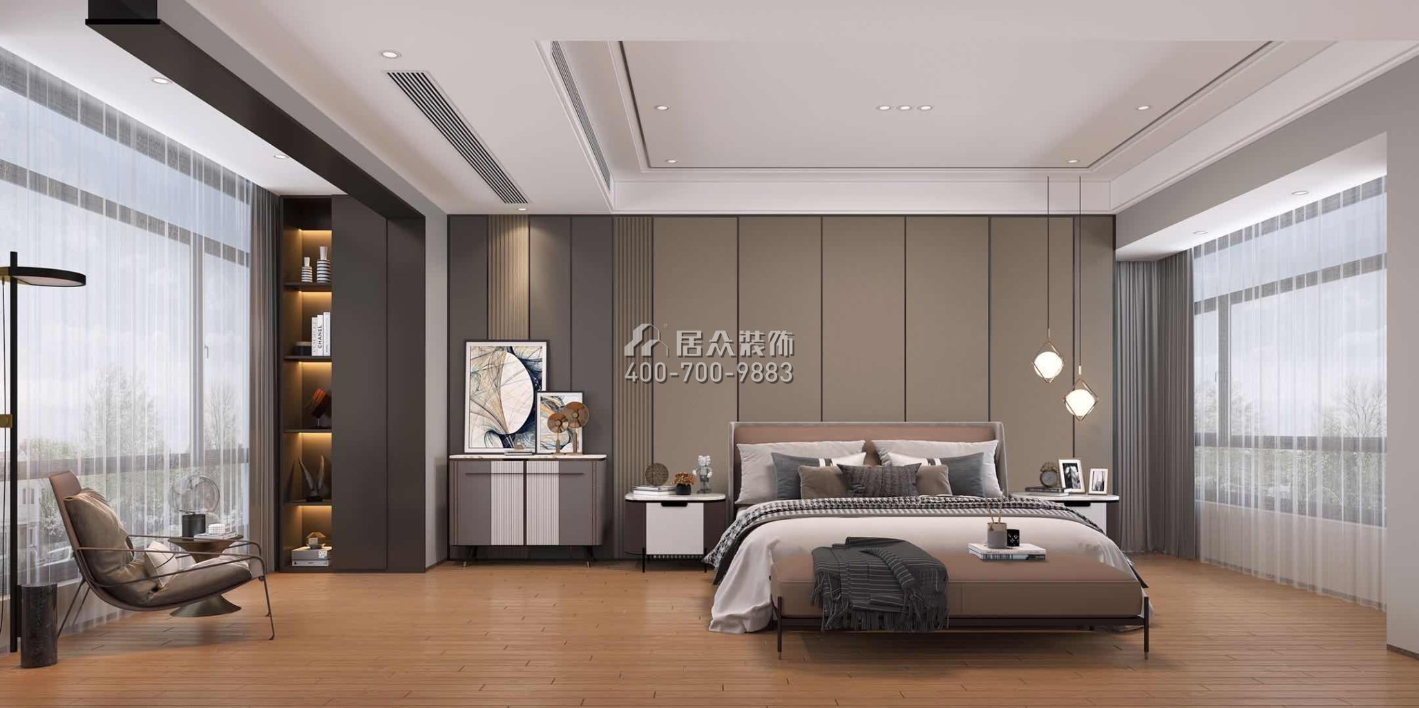 优越香格里190平方米现代简约风格平层户型卧室装修效果图