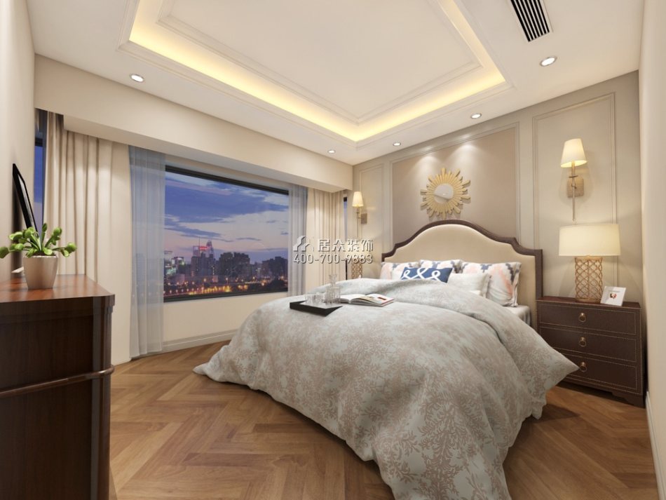 山语海89平方米美式风格平层户型卧室装修效果图