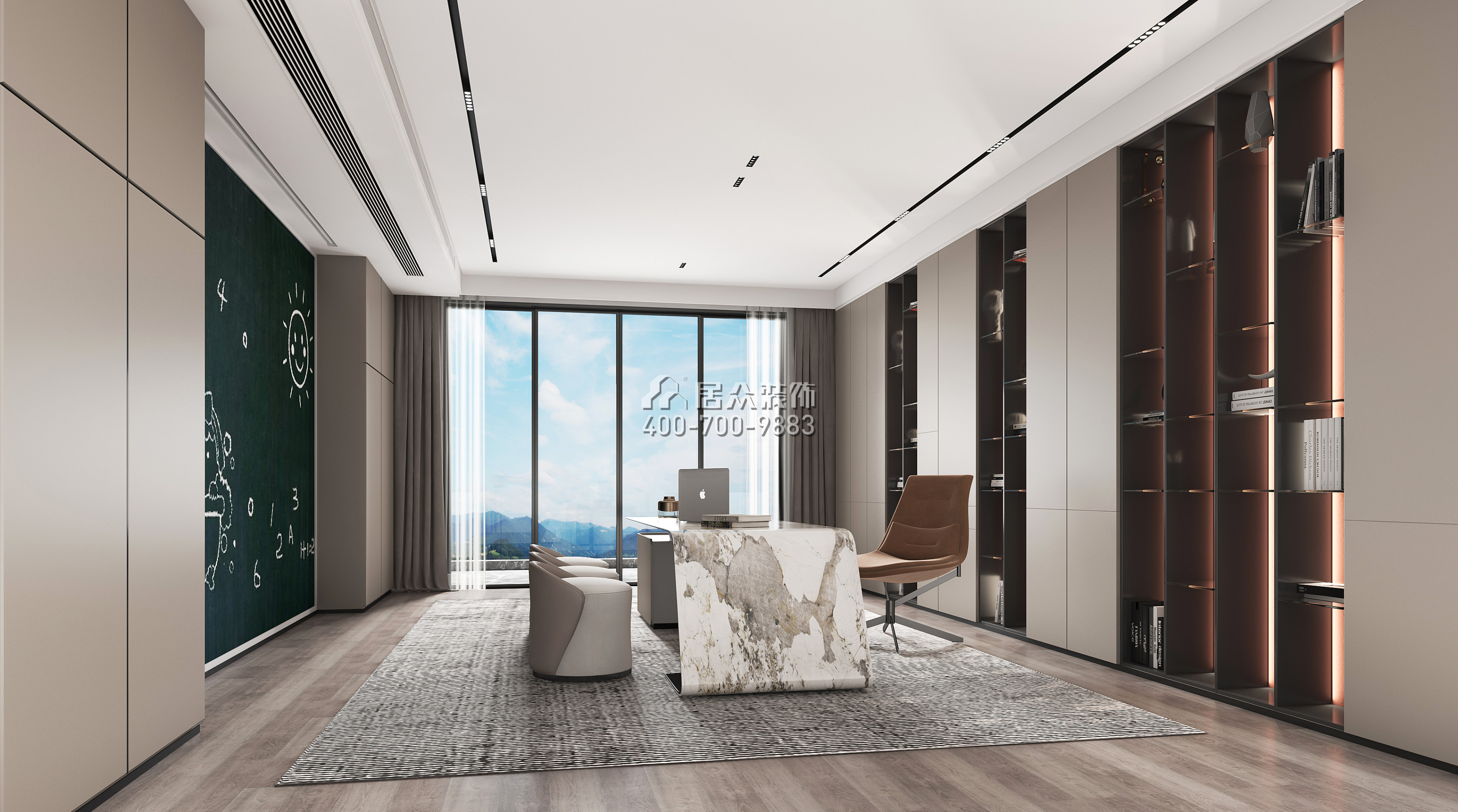 海逸豪庭900平方米现代简约风格别墅户型卧室装修效果图