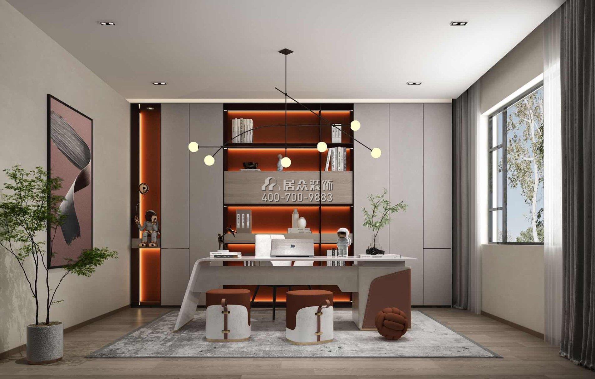 海逸豪庭321平方米現代簡約風格別墅戶型書房裝修效果圖