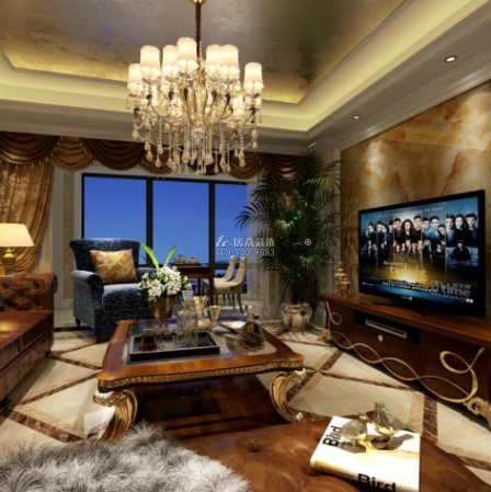 五礦紫湖香醍150平方米歐式風格平層戶型客廳裝修效果圖
