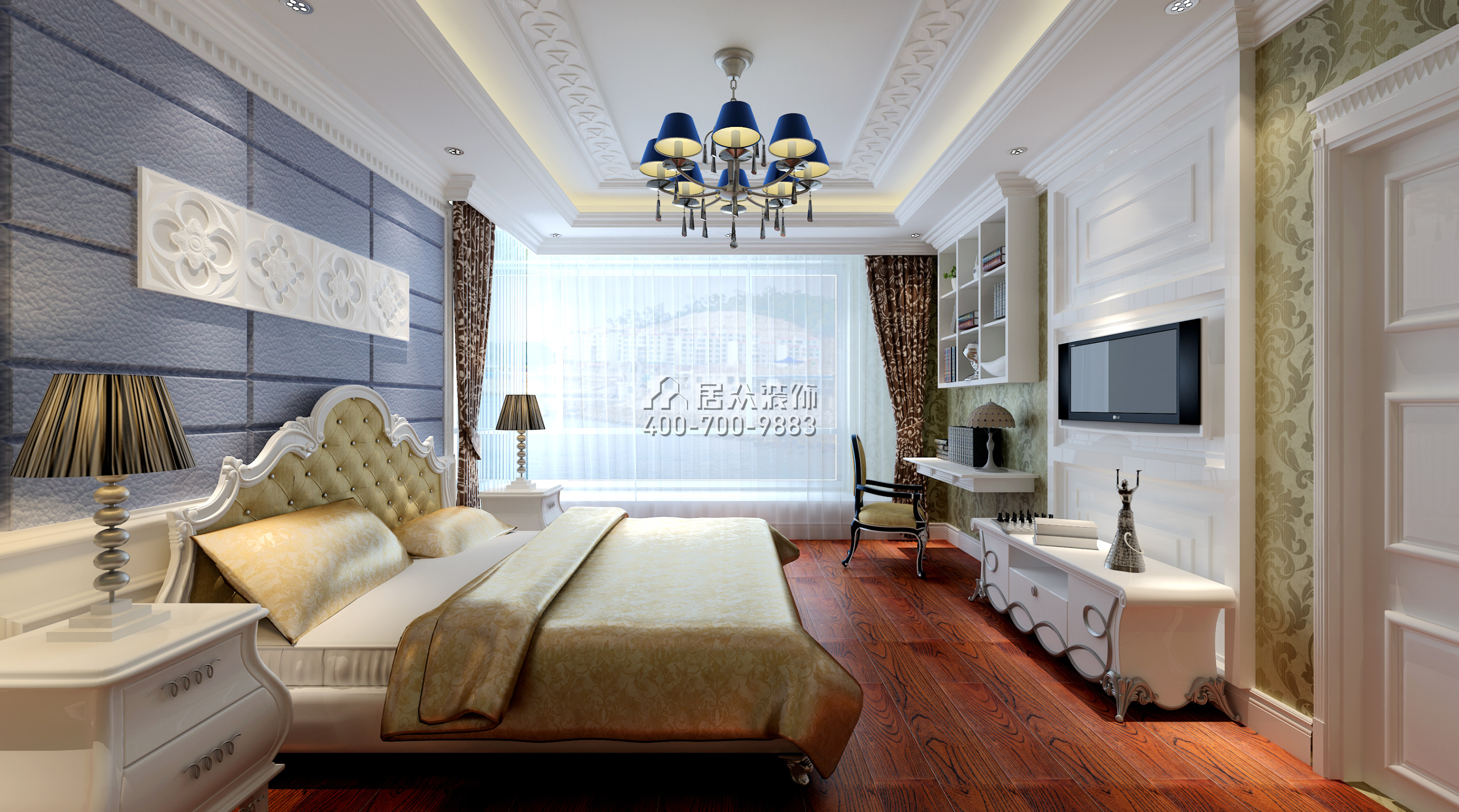 国贸天琴湾180平方米新古典风格平层户型卧室装修效果图