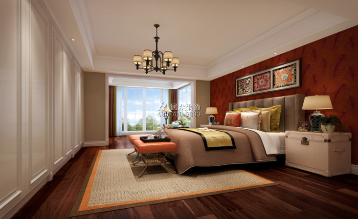 華發峰景灣350平方米美式風格復式戶型臥室裝修效果圖