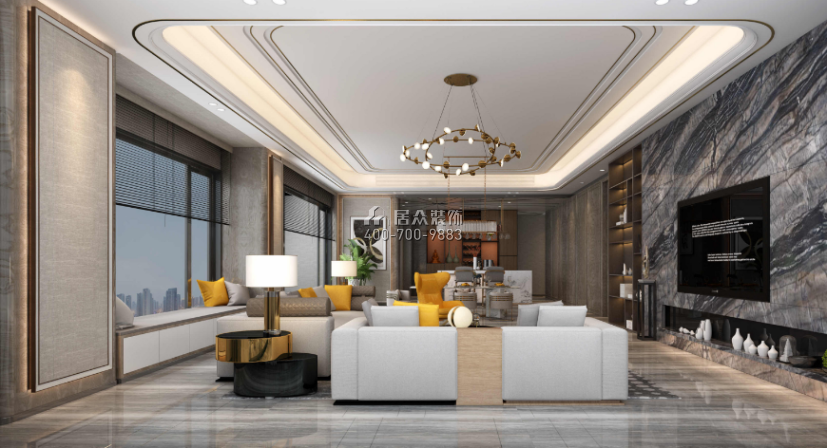 新天鹅堡289平方米现代简约风格平层户型客厅装修效果图