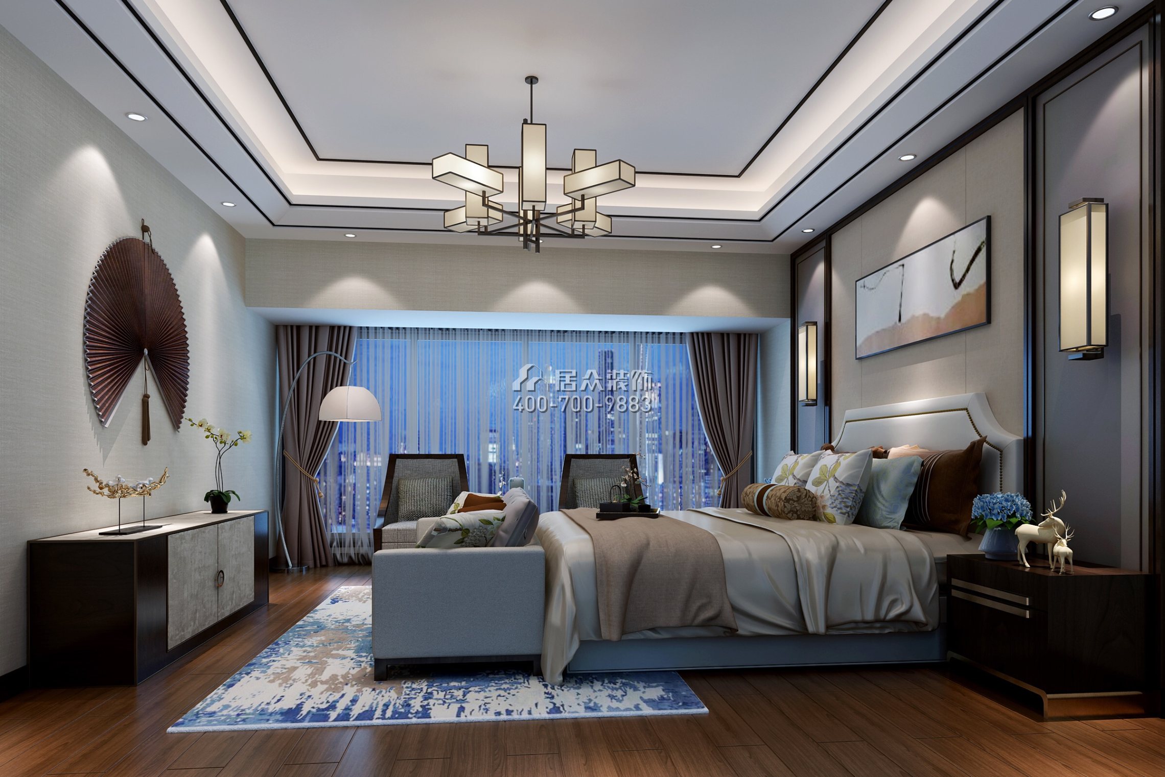 中洲中央公园二期150平方米新古典风格平层户型卧室装修效果图
