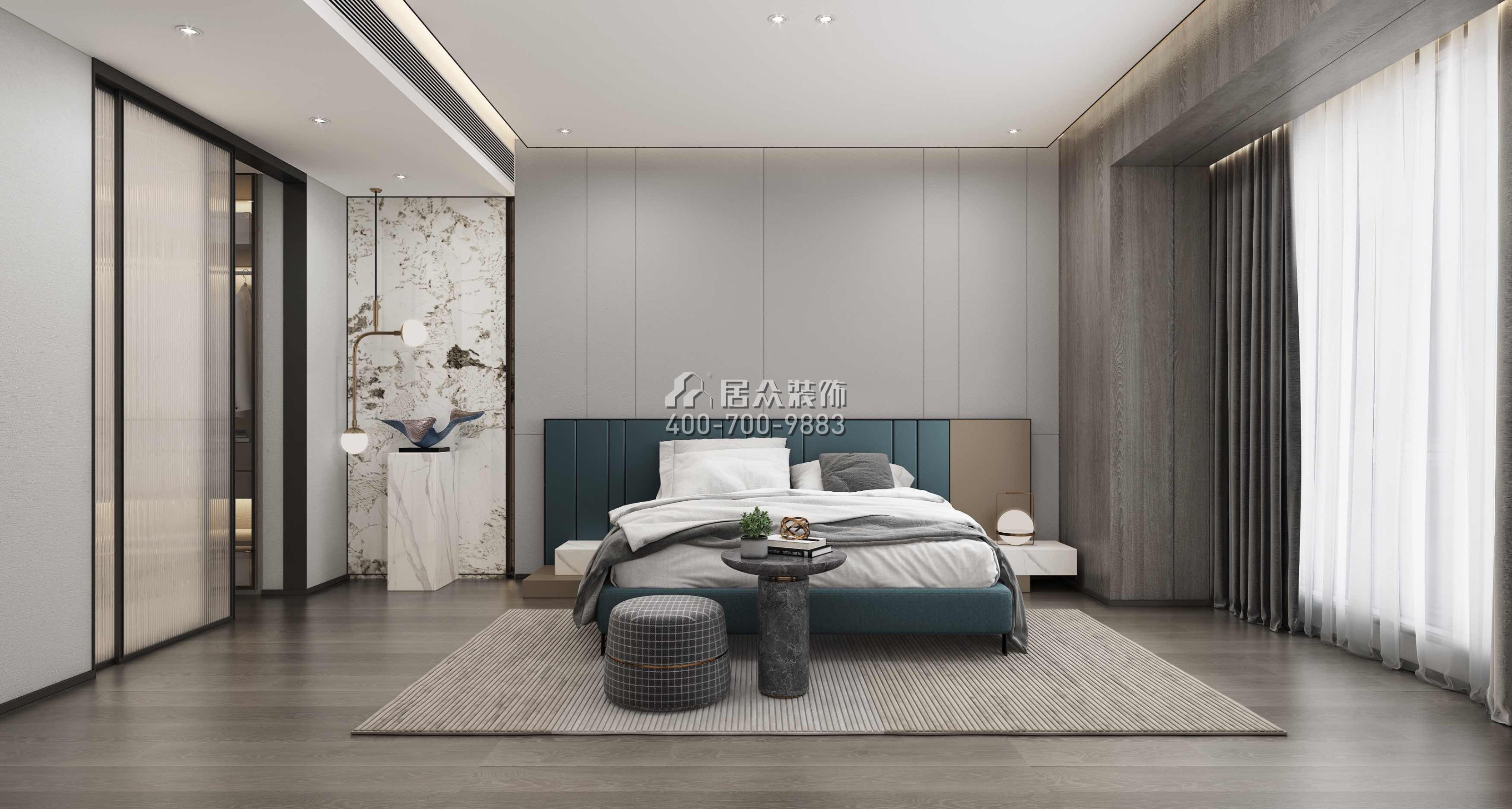 前海东岸178平方米现代简约风格平层户型卧室装修效果图