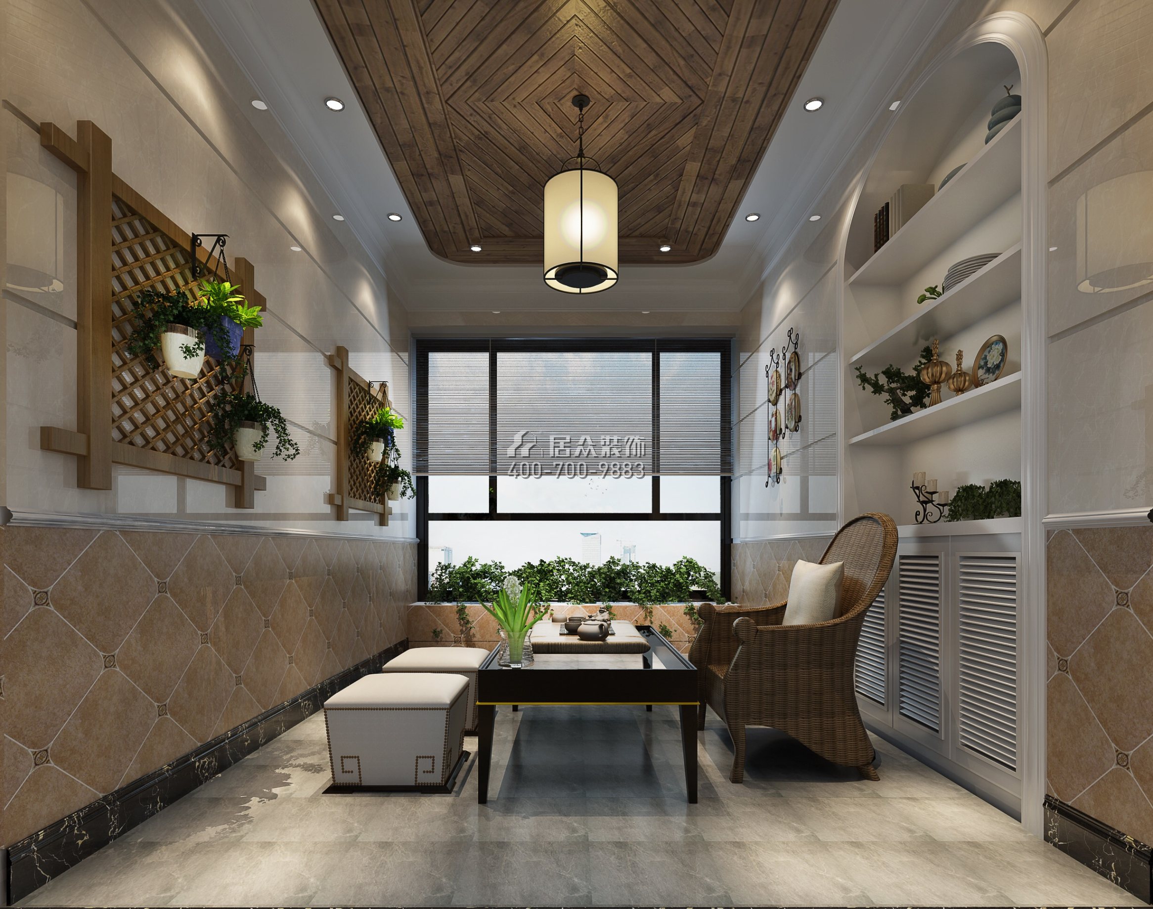 保利東灣東御173平方米現代簡約風格平層戶型客廳裝修效果圖