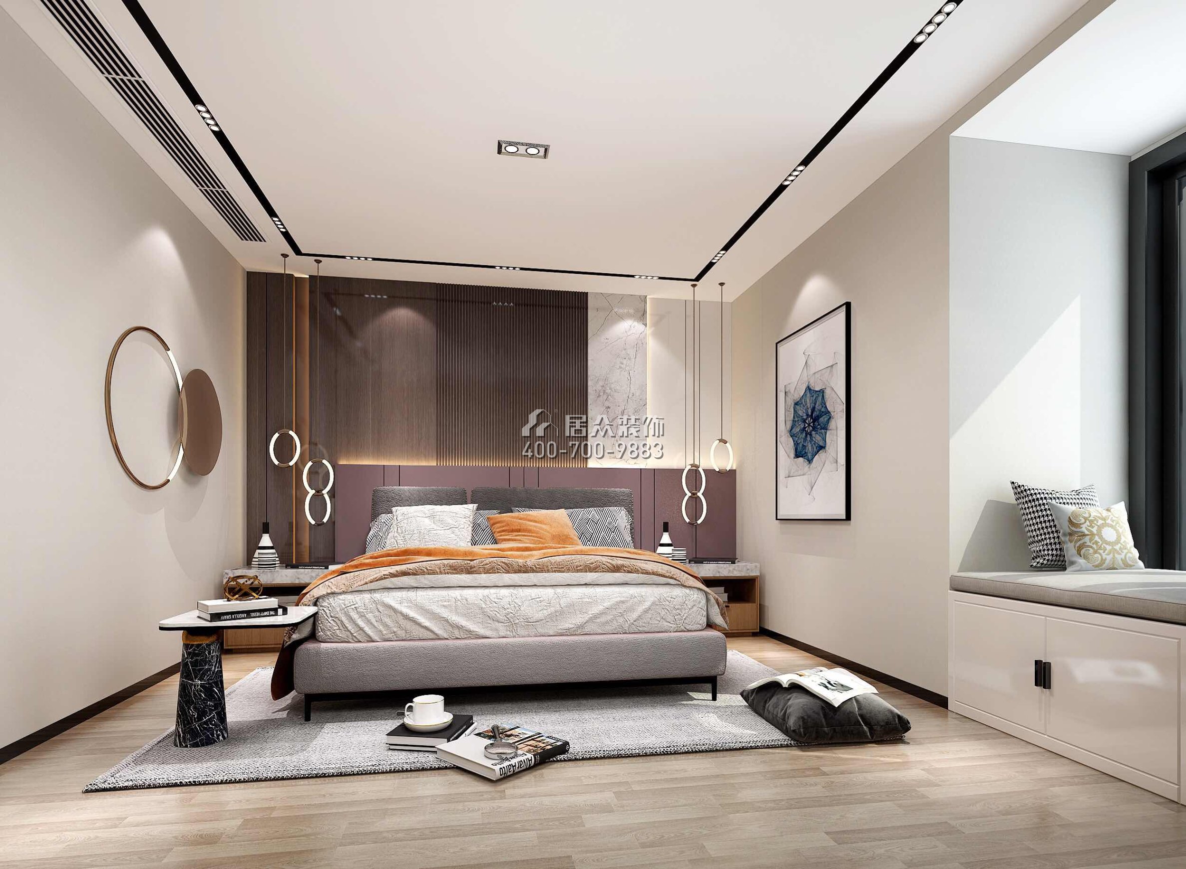华润小径湾110平方米现代简约风格平层户型卧室装修效果图