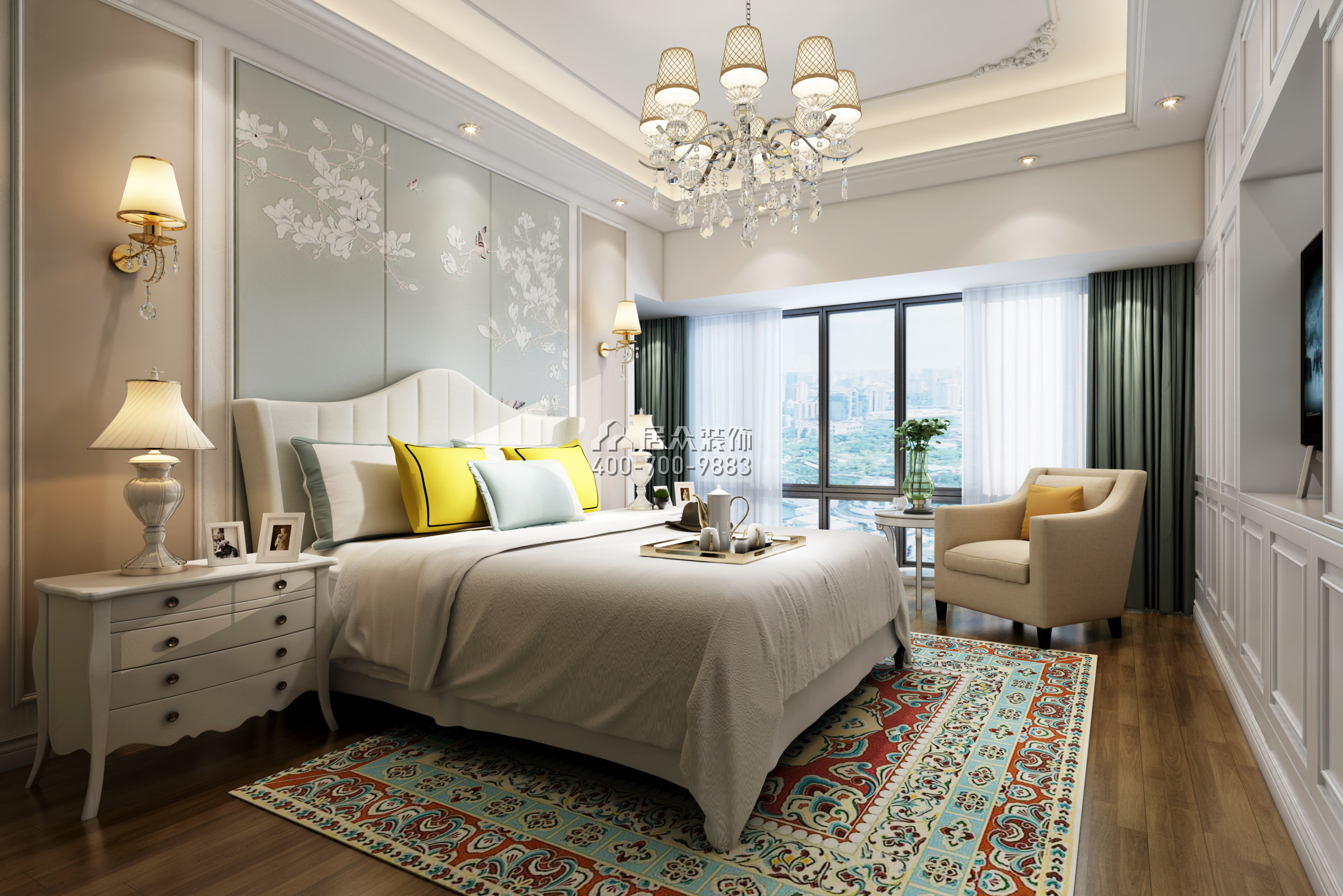 薈港尊邸140平方米歐式風格平層戶型臥室裝修效果圖