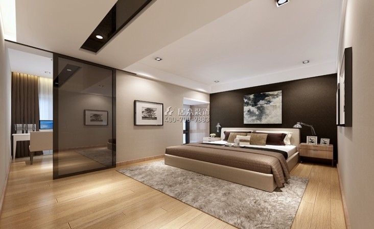 水榭春天一期115平方米现代简约风格平层户型卧室装修效果图