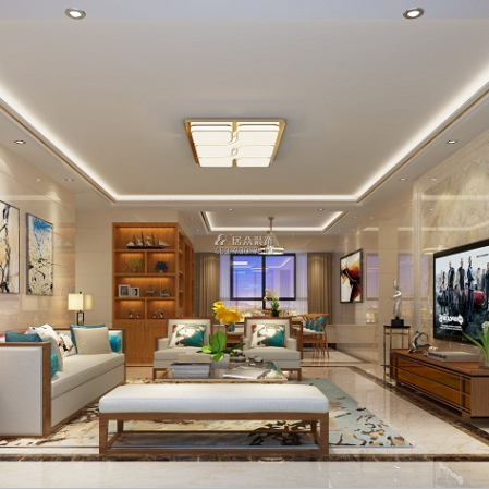 东方天城138平方米中式风格平层户型客厅装修效果图