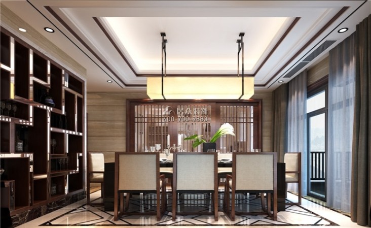 东方天城300平方米中式风格平层户型餐厅装修效果图
