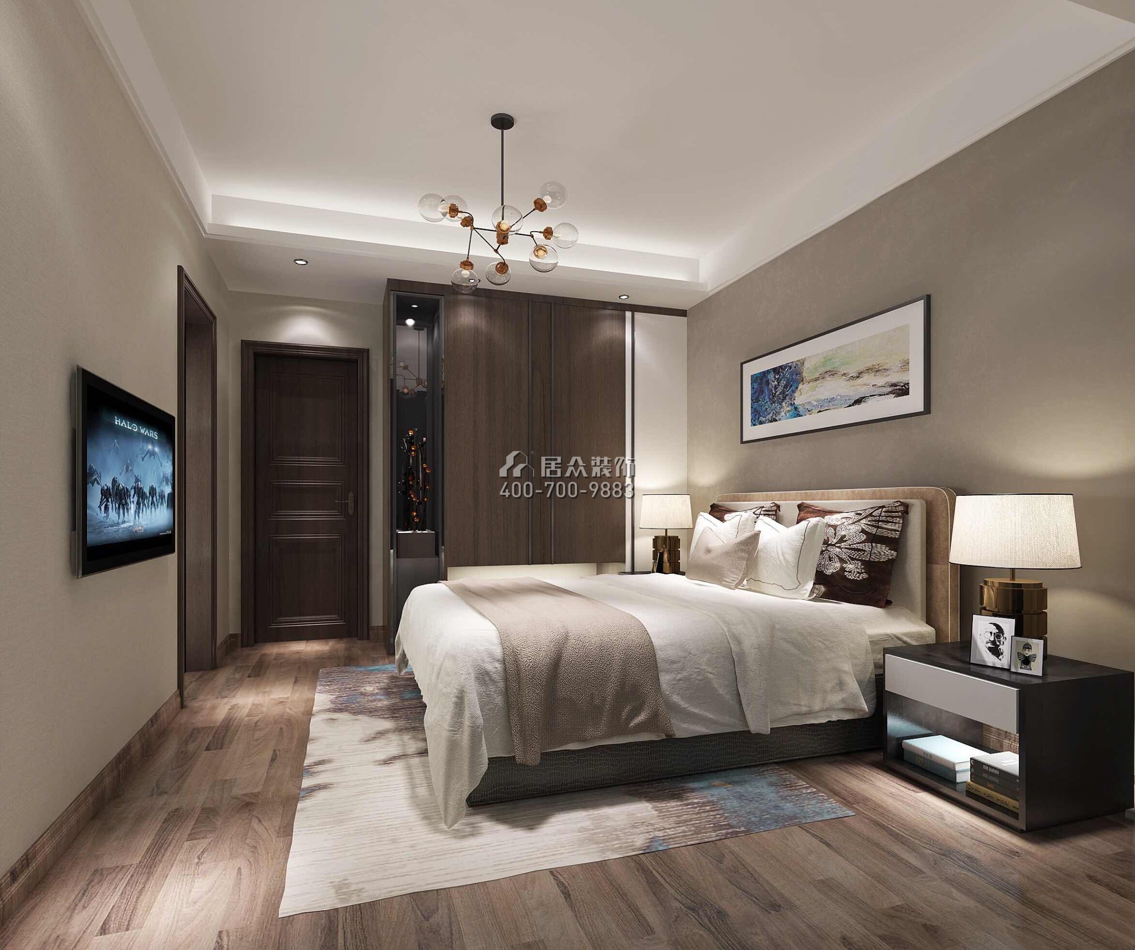 譽江華府450平方米現代簡約風格復式戶型臥室裝修效果圖