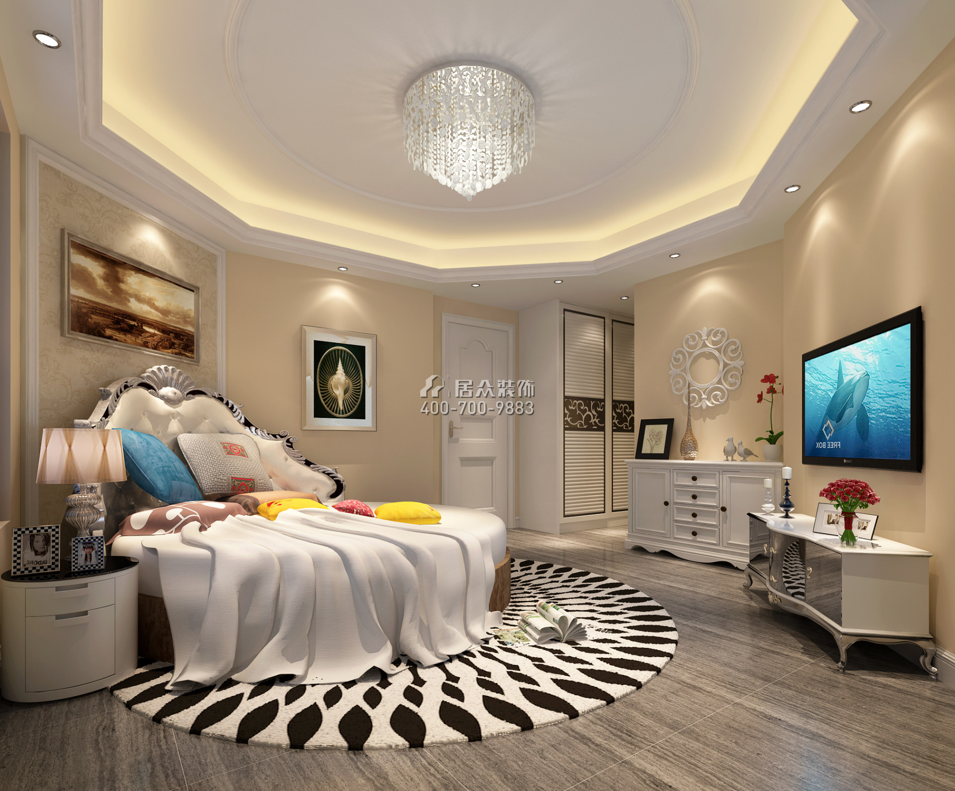 东圣维拉160平方米欧式风格平层户型卧室装修效果图