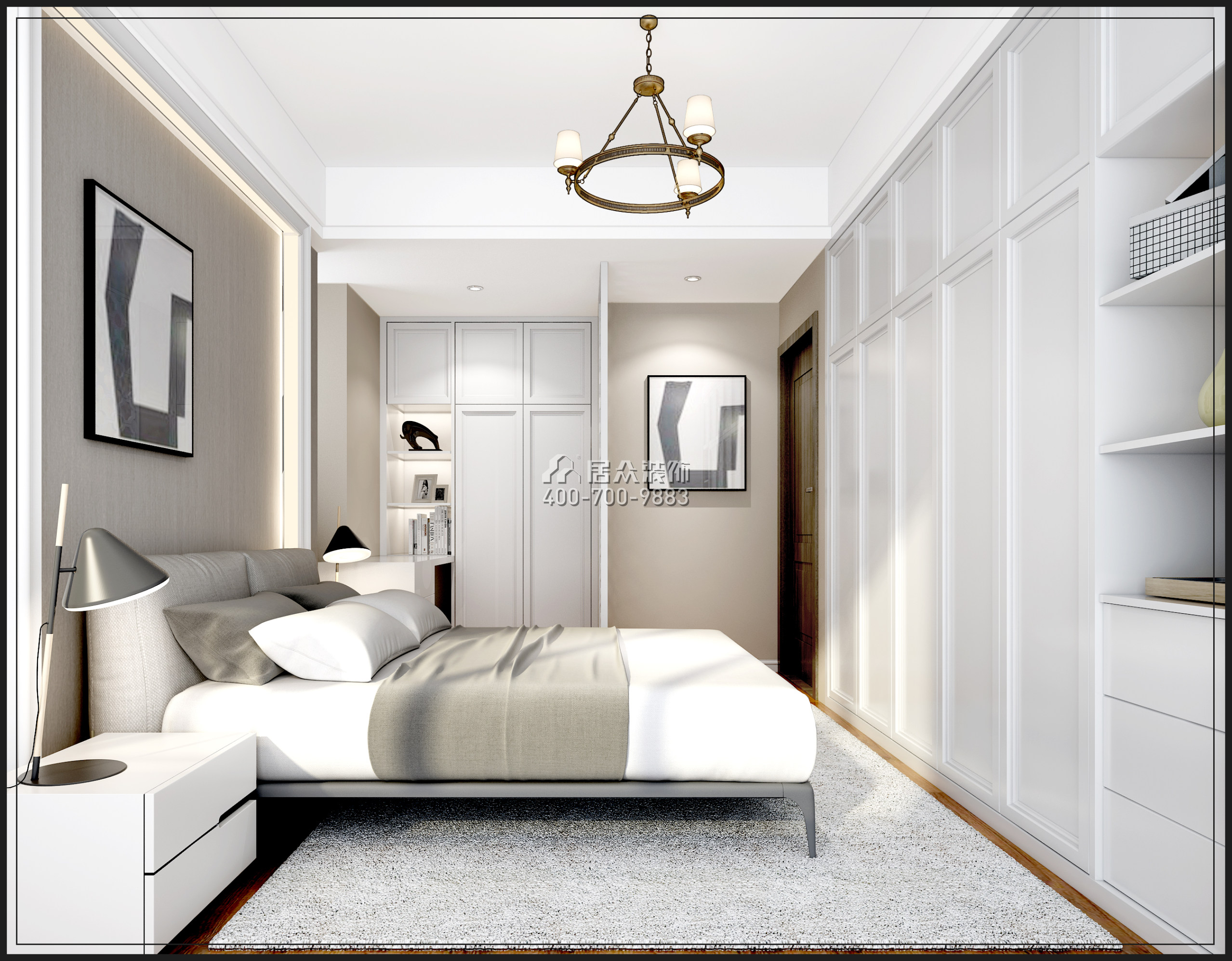 信和自由广场88平方米欧式风格平层户型卧室装修效果图