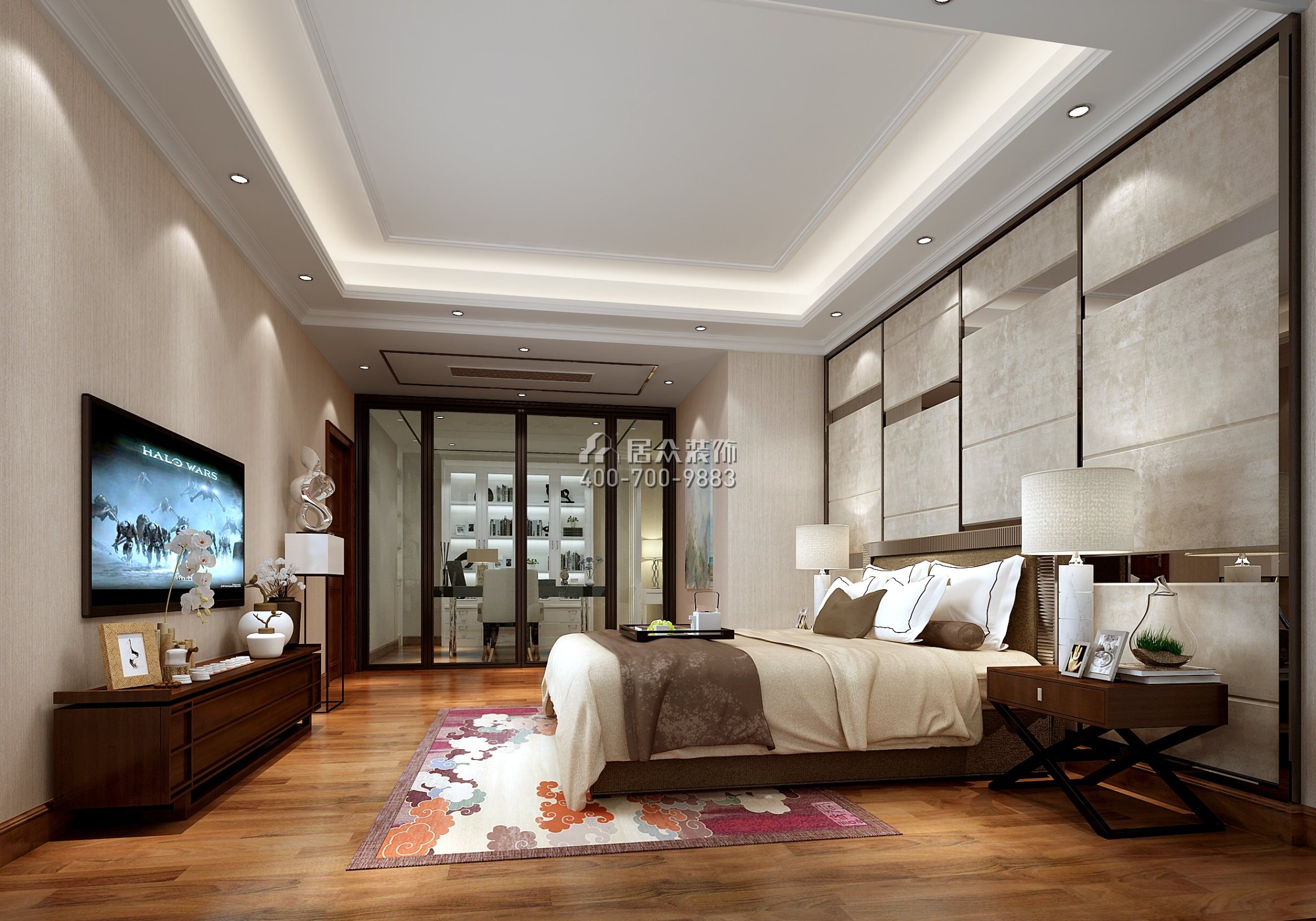 中洲中央公園二期210平方米混搭風格復式戶型臥室裝修效果圖