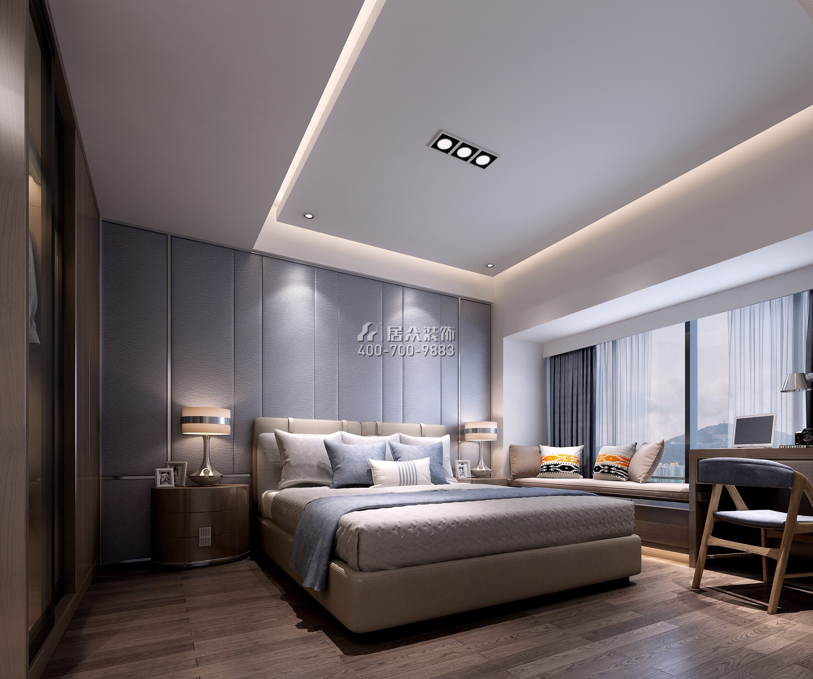 天悦湾花园120平方米现代简约风格平层户型卧室装修效果图