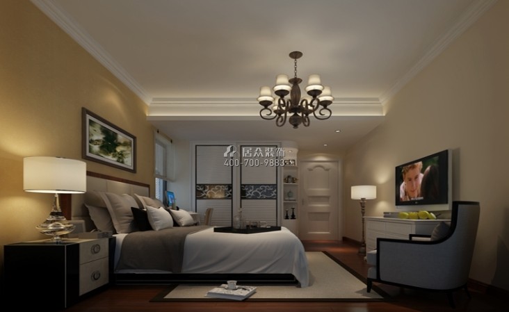 绿景香颂180平方米美式风格平层户型卧室装修效果图