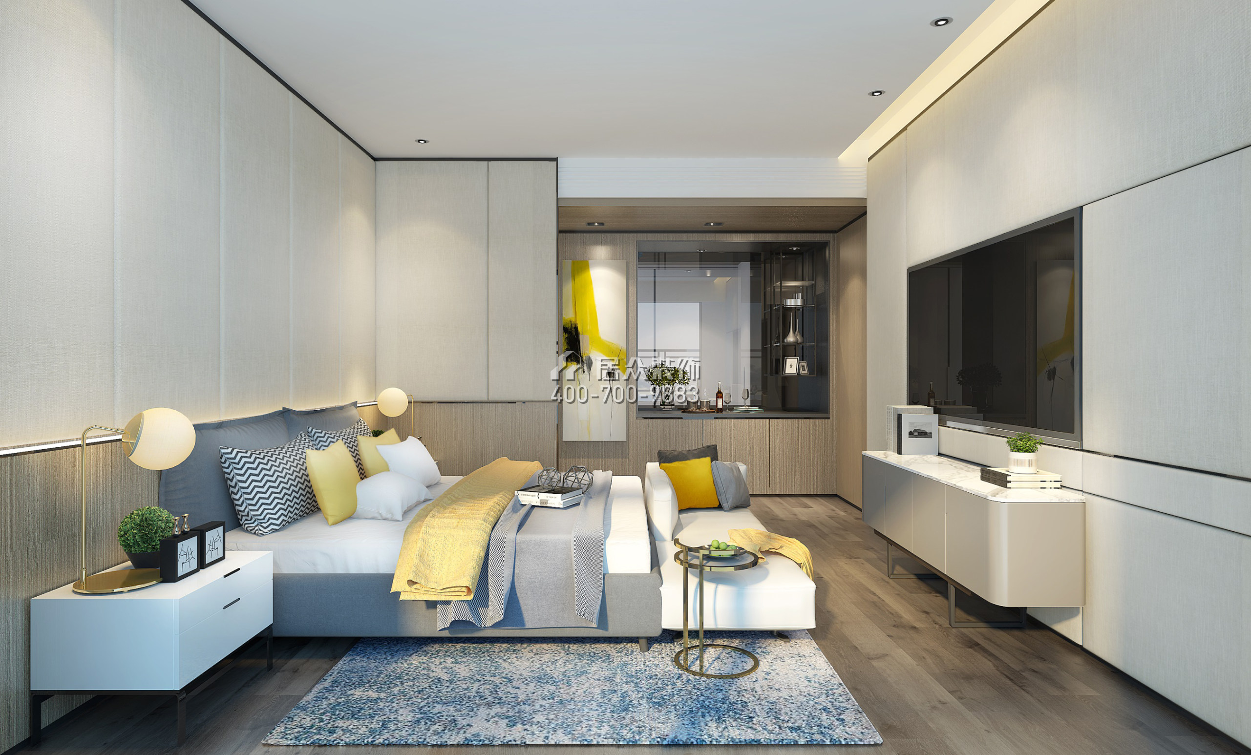 美的君兰江山300平方米现代简约风格平层户型卧室装修效果图