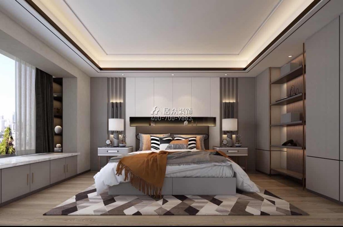 前海东岸162平方米现代简约风格平层户型卧室装修效果图