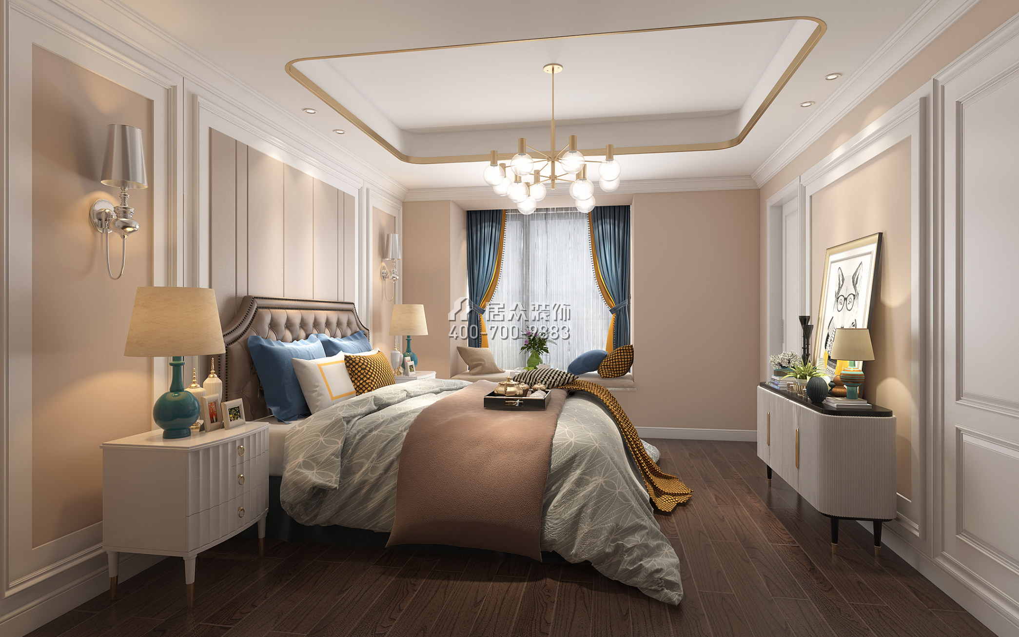 水木香山220平方米歐式風格平層戶型臥室裝修效果圖