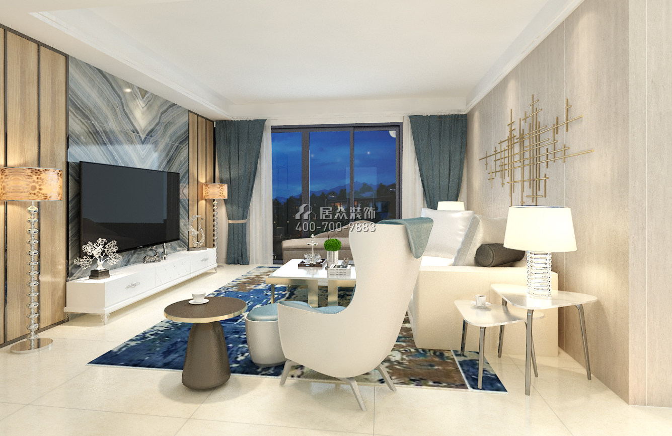 東方尊峪180平方米現代簡約風格平層戶型客廳裝修效果圖