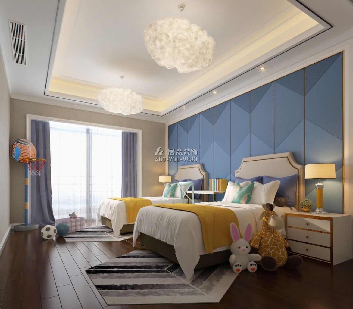 海上世界双玺340平方米现代简约风格平层户型卧室装修效果图
