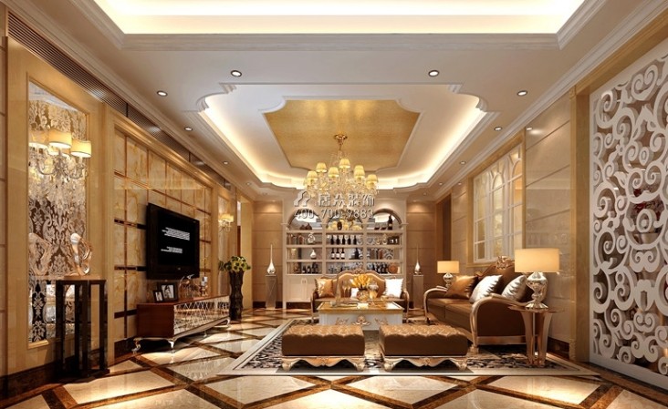 美的廣場380平方米歐式風格平層戶型客廳裝修效果圖