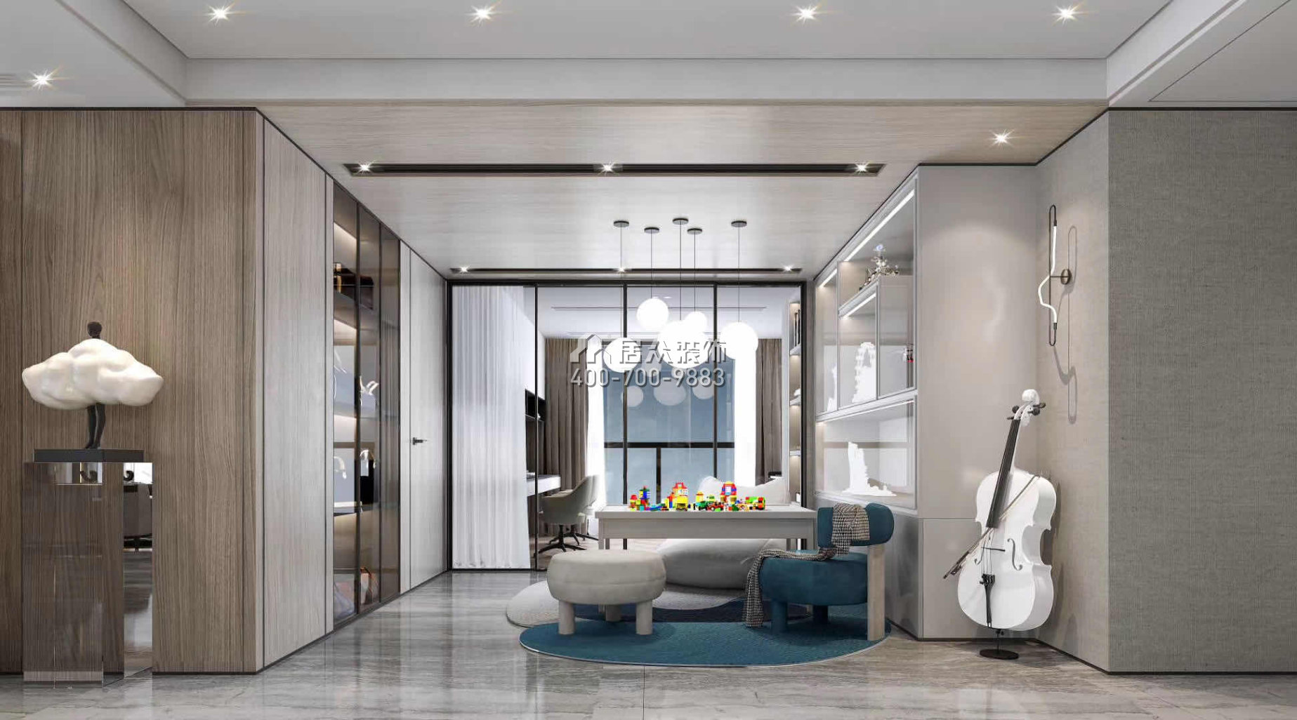 颐湾府189平方米现代简约风格平层户型客厅装修效果图