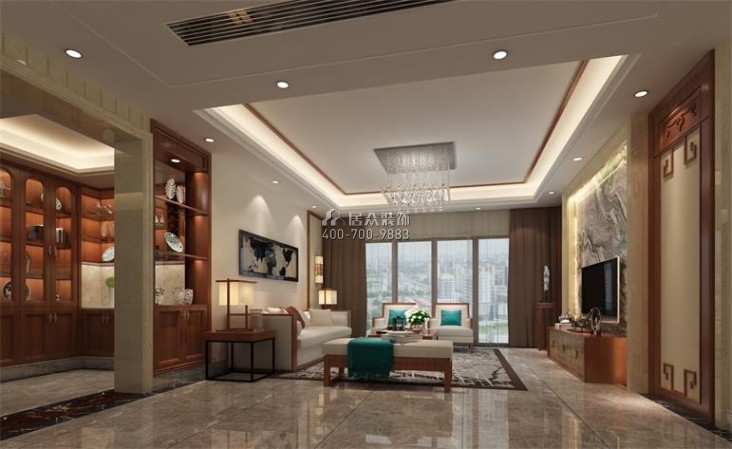 万科金域蓝湾220平方米中式风格平层户型客厅装修效果图