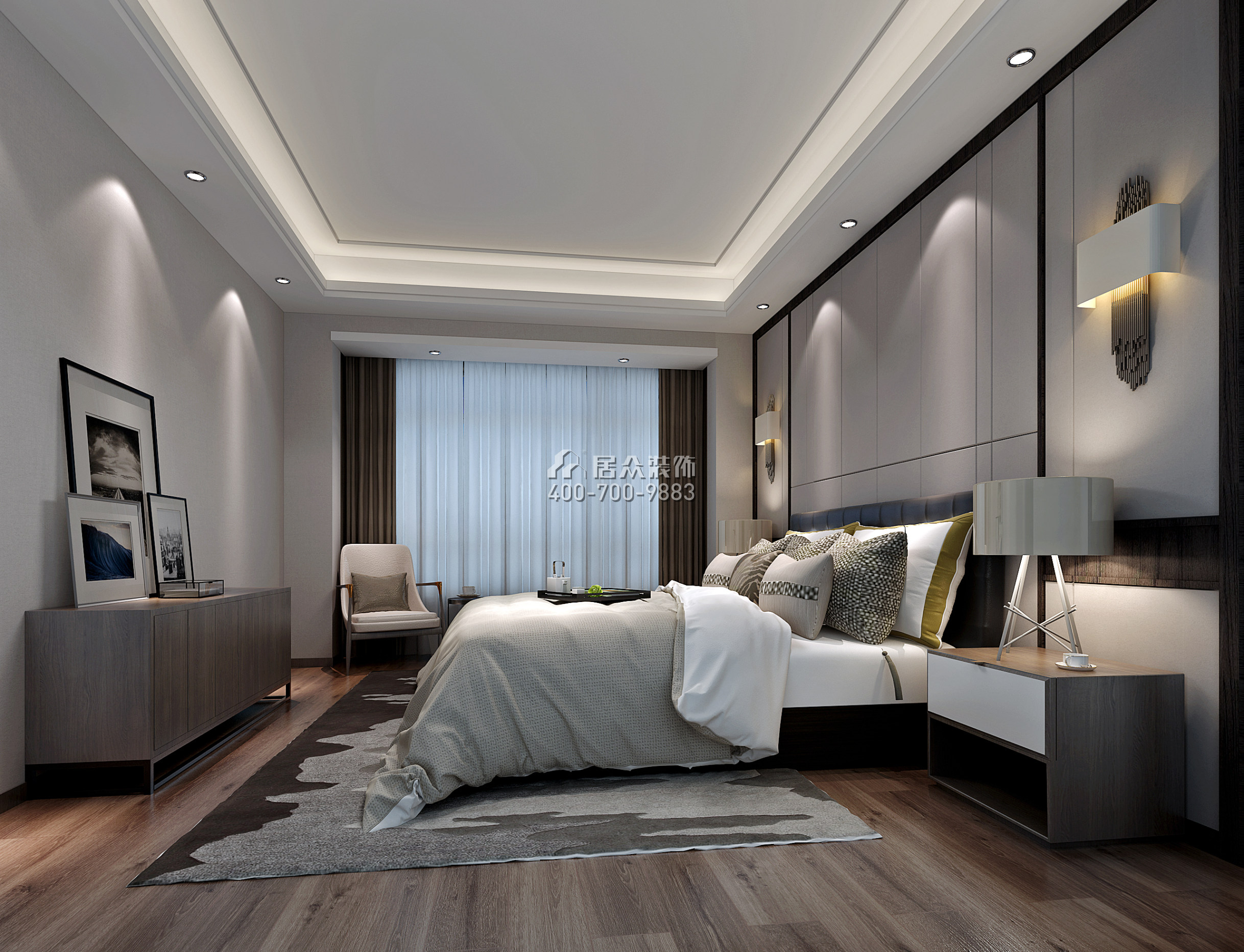 隆生文岭西堤140平方米现代简约风格平层户型卧室装修效果图
