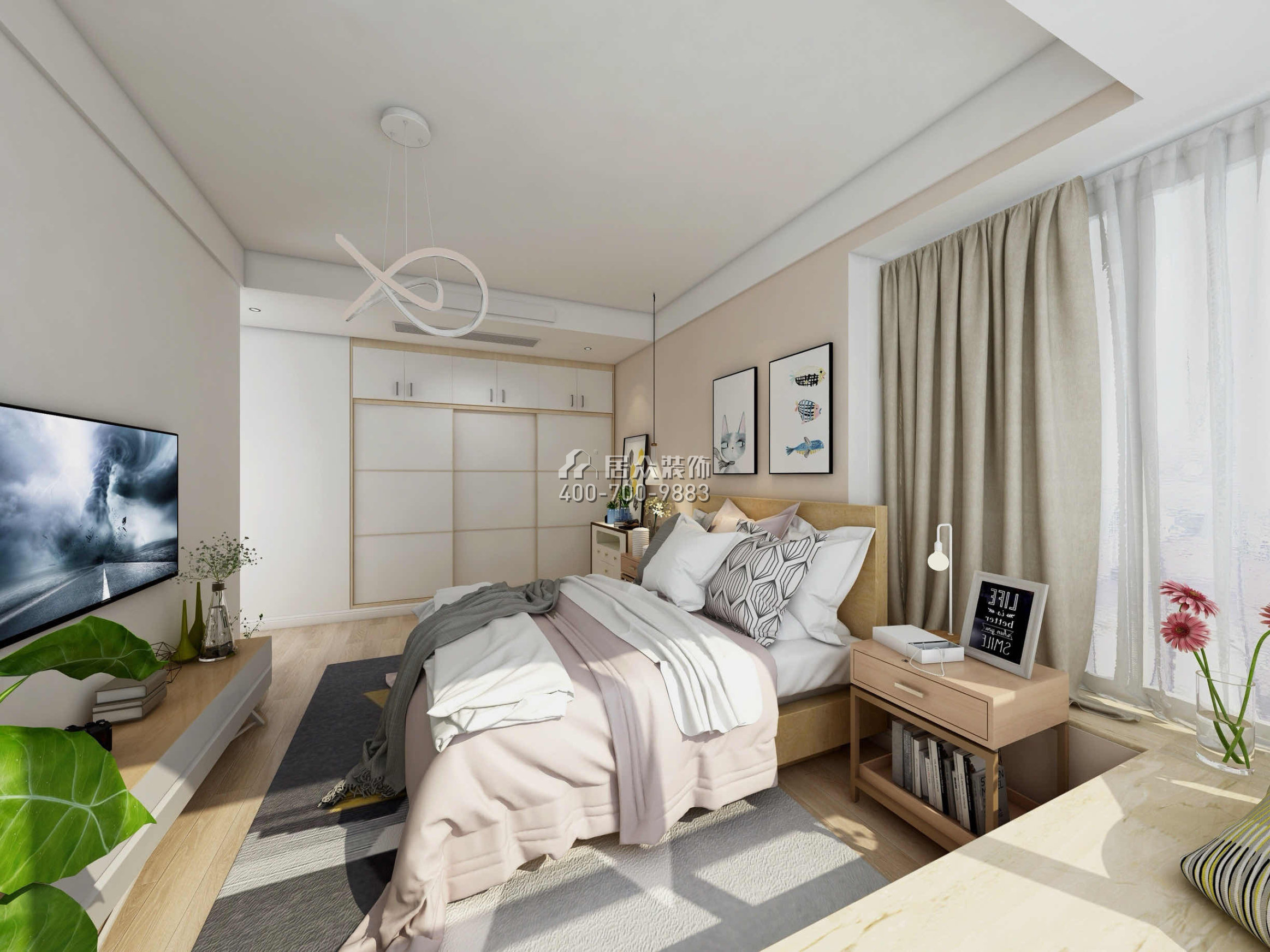 林村公寓146平方米北歐風格平層戶型臥室裝修效果圖