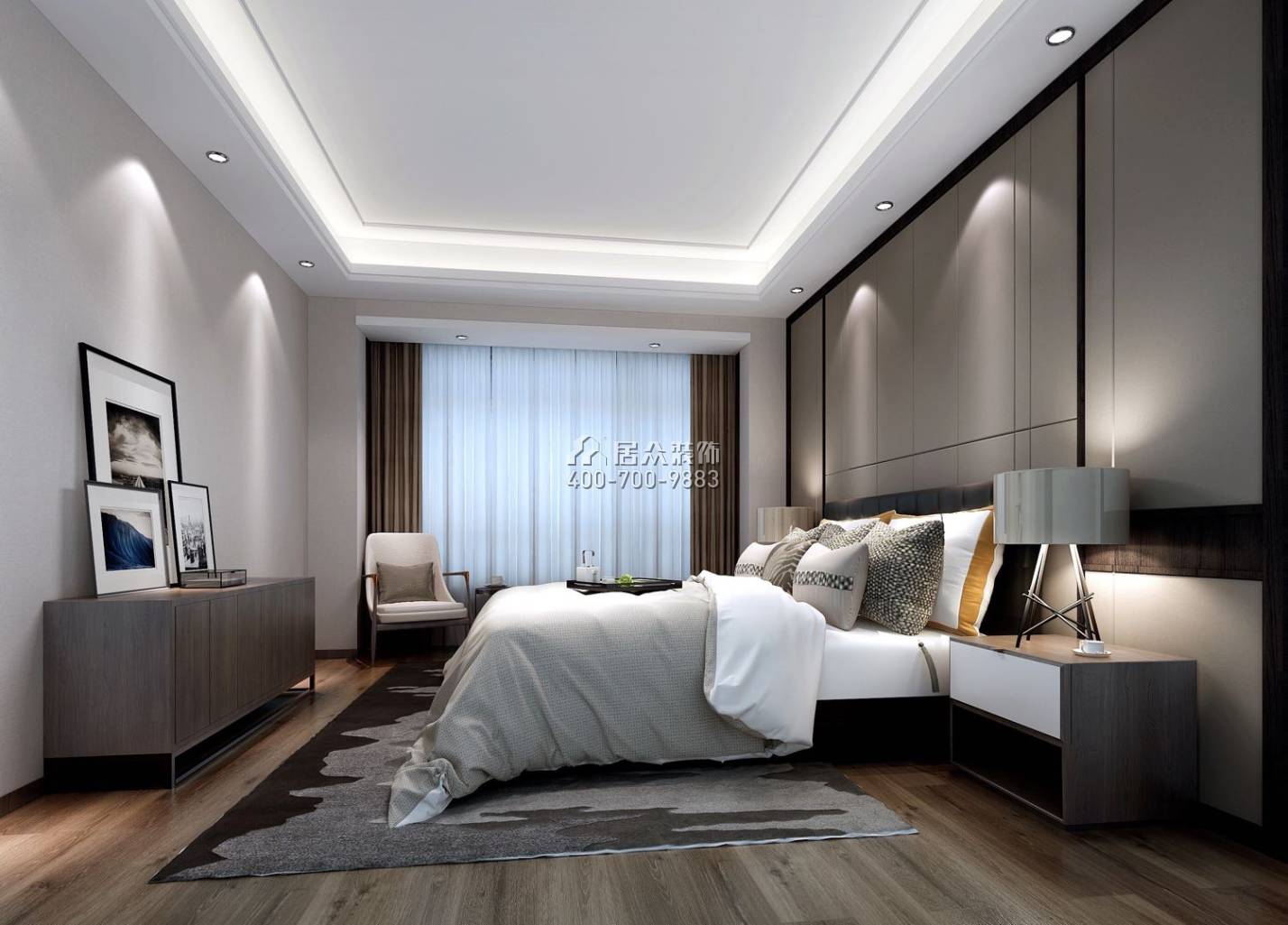 保利达江湾南岸149平方米现代简约风格平层户型卧室装修效果图